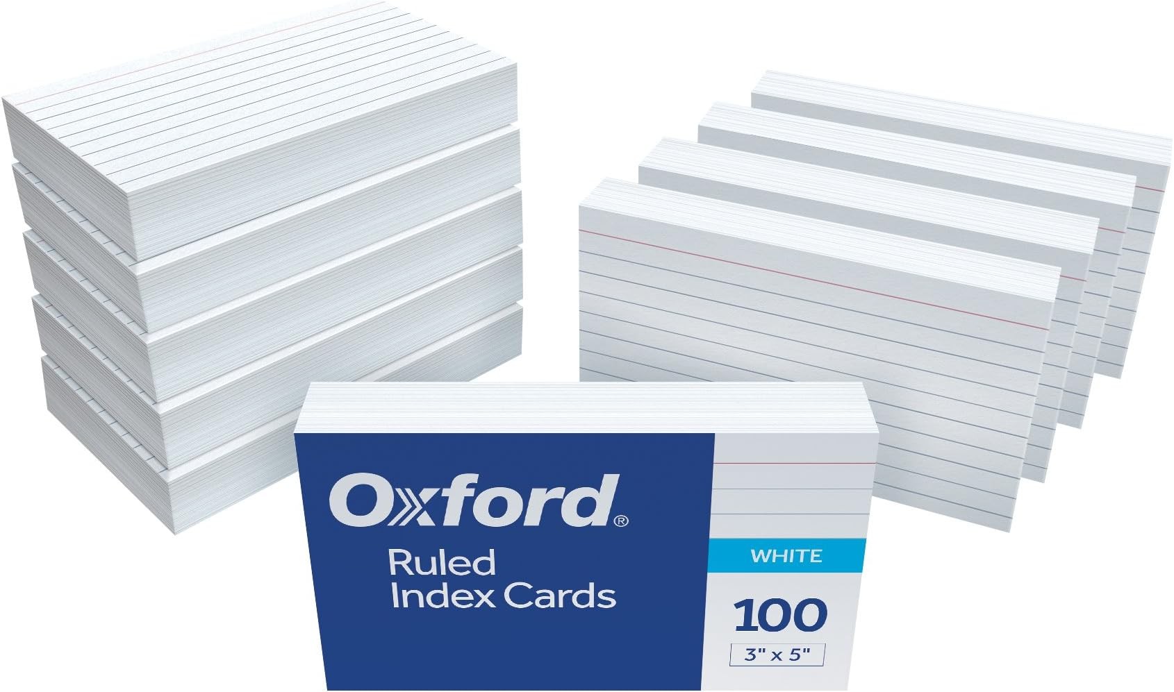 Oxford Index Cards, Ruled, White, 3 x 5 Inches, Pack of 100